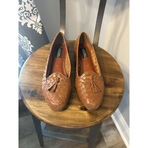 Vintage Women’s Saddlebred Woven Leather Tassel Loafers Size 8 M Old Money Brown